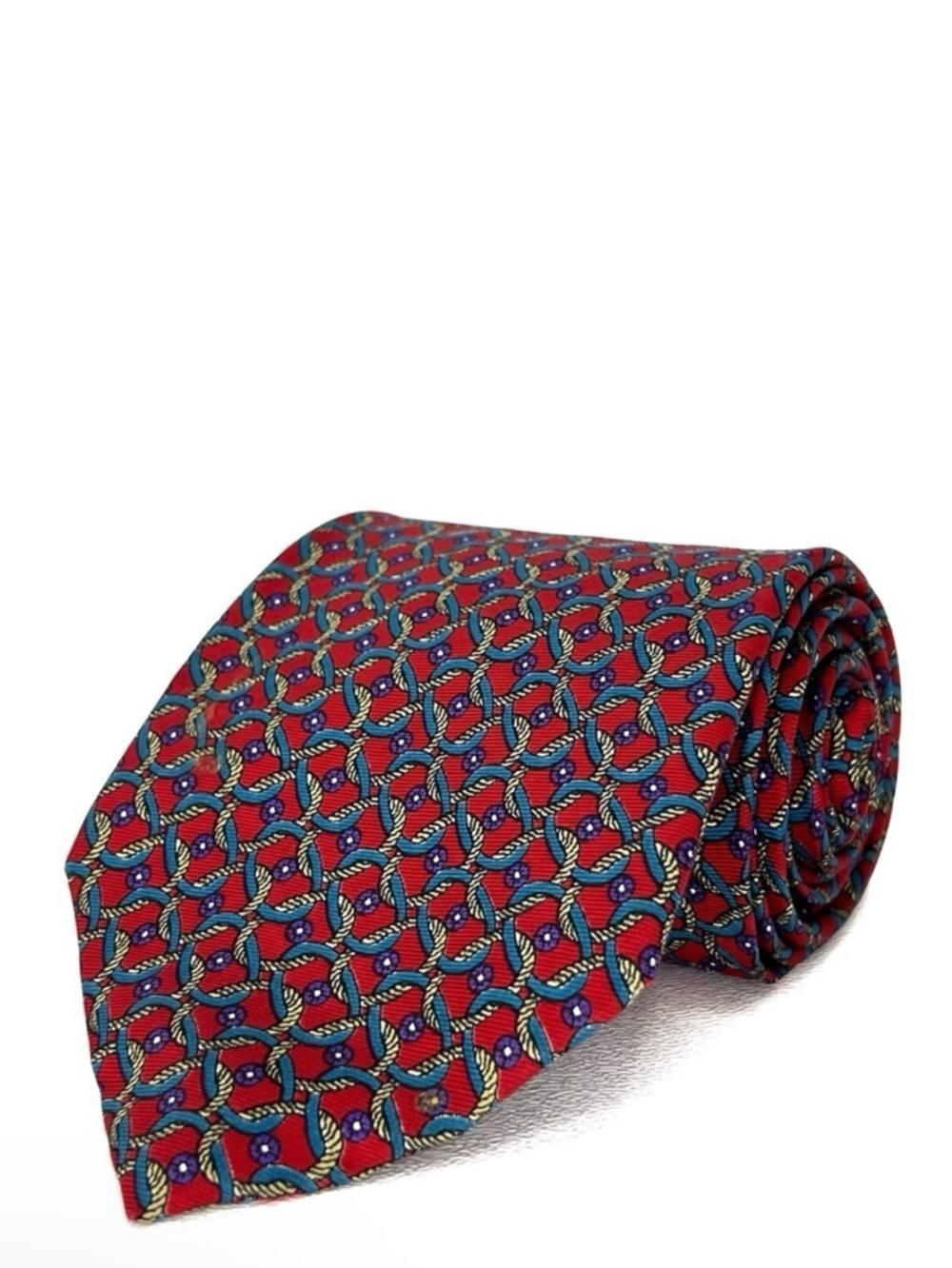 Christian Dior Silk Necktie Red Teal Blue Purple Tie EUC